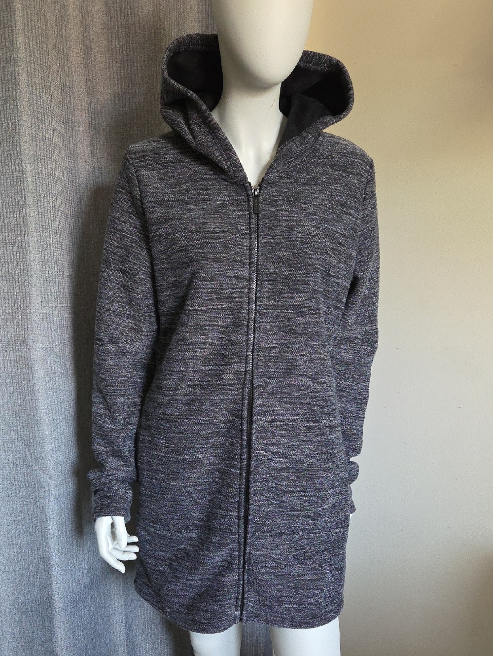 Bench Charcoal Heather Gray Fuzzy Lined Hooded Zip-Up Coatigan